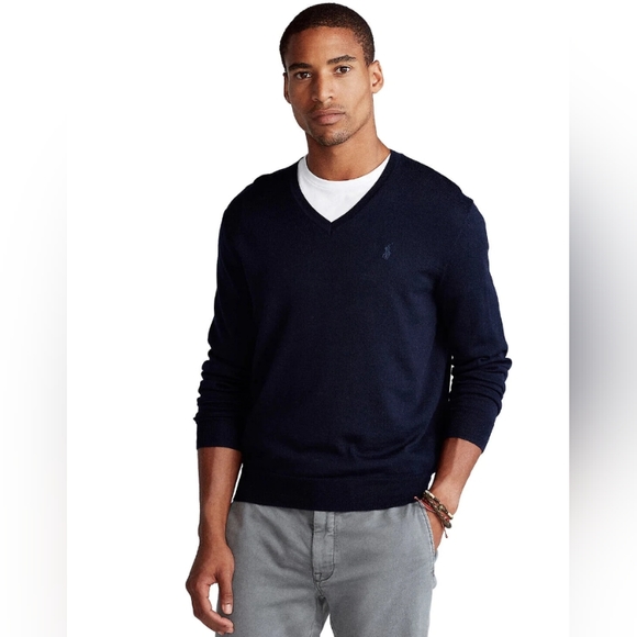 Polo Ralph Lauren Other - Polo Ralph Lauren Men's Black V-Neck Pullover Merino Wool Size 2XB